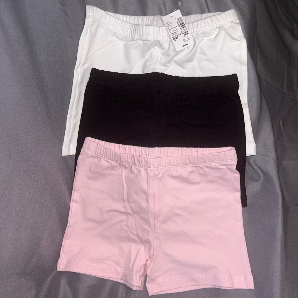The Childrens Place Girls Bike Shorts 3-Pack Black White Pink Size M 7/8 NWT